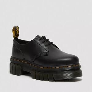 Dr. Martens Audrick 3-Eye Platform Shoes Black Leather UK 7 US 9 Chunky Sole EUC